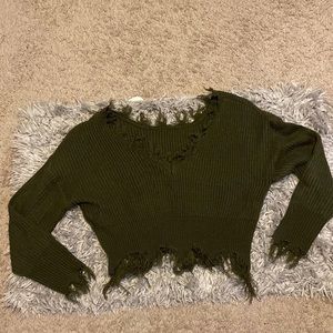 Green Ruffled Sweater